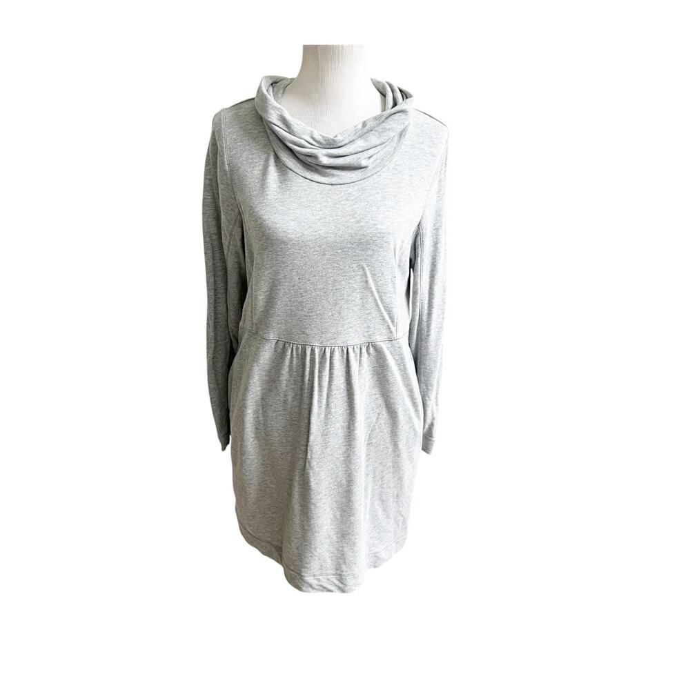 J. Jill Tunic Dress Women's MP Gray Long Sleeve Cowl Neck Empire Waist Outdoor